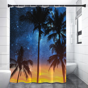 Night Sunset Sky And Palm Trees Print Premium Shower Curtain