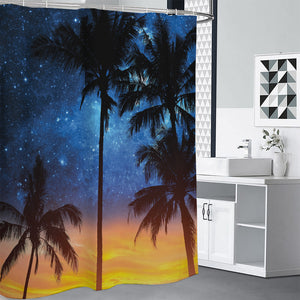 Night Sunset Sky And Palm Trees Print Premium Shower Curtain