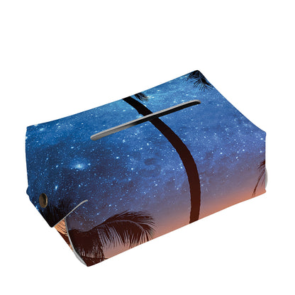 Night Sunset Sky And Palm Trees Print Rectangle Tissue Box Cover