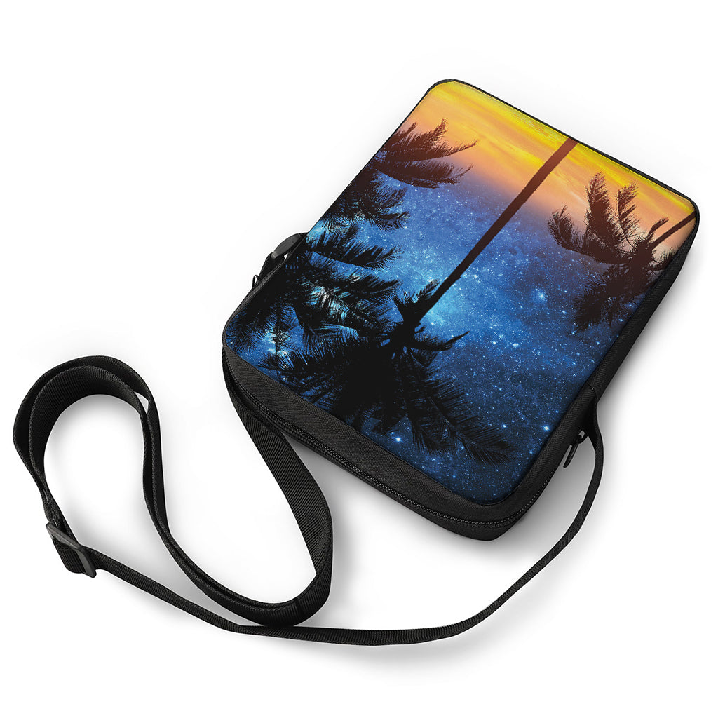 Night Sunset Sky And Palm Trees Print Rectangular Crossbody Bag