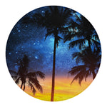 Night Sunset Sky And Palm Trees Print Round Blanket