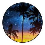 Night Sunset Sky And Palm Trees Print Round Floor Mat