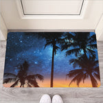 Night Sunset Sky And Palm Trees Print Rubber Doormat