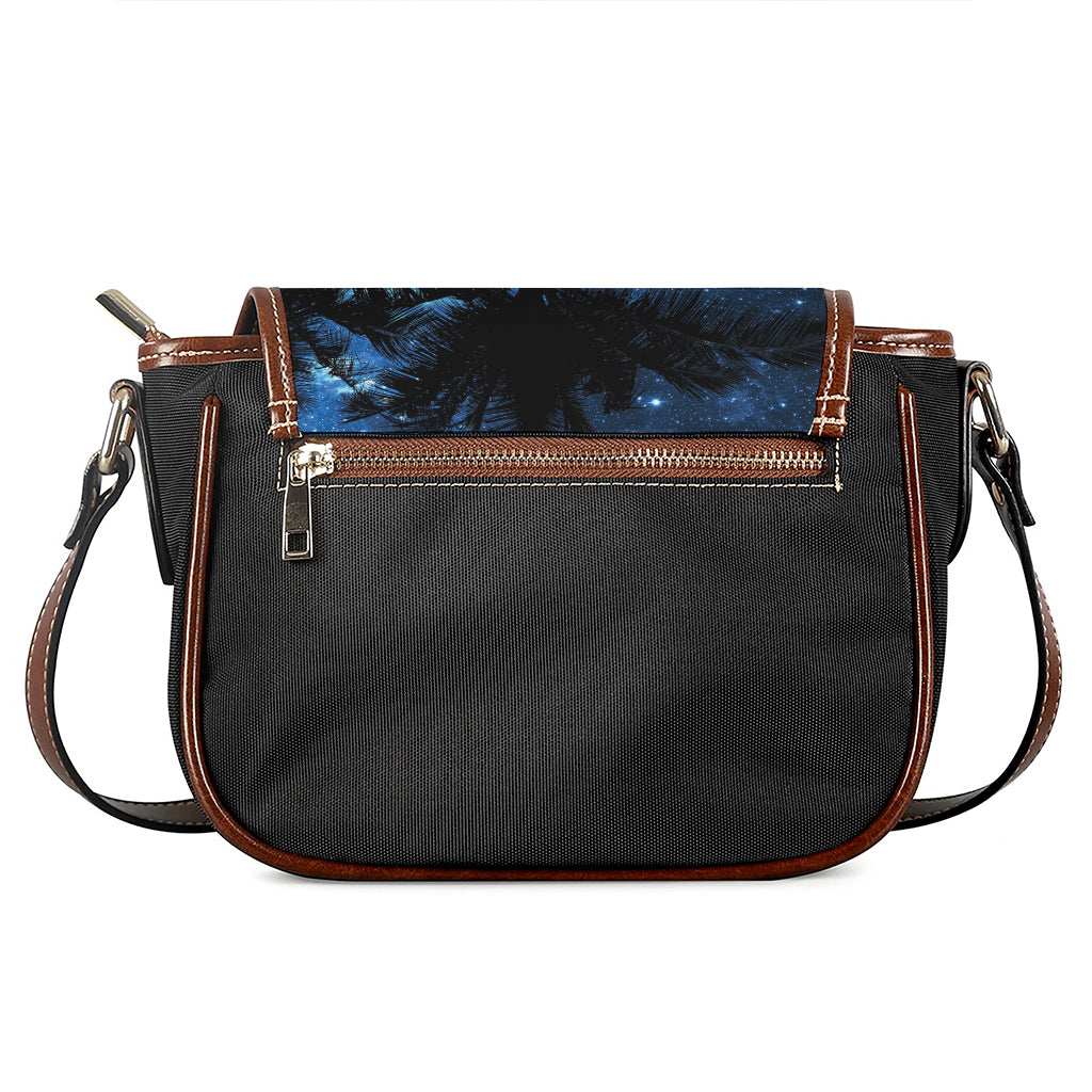 Night Sunset Sky And Palm Trees Print Saddle Bag