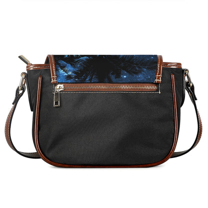 Night Sunset Sky And Palm Trees Print Saddle Bag