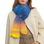 Night Sunset Sky And Palm Trees Print Scarf