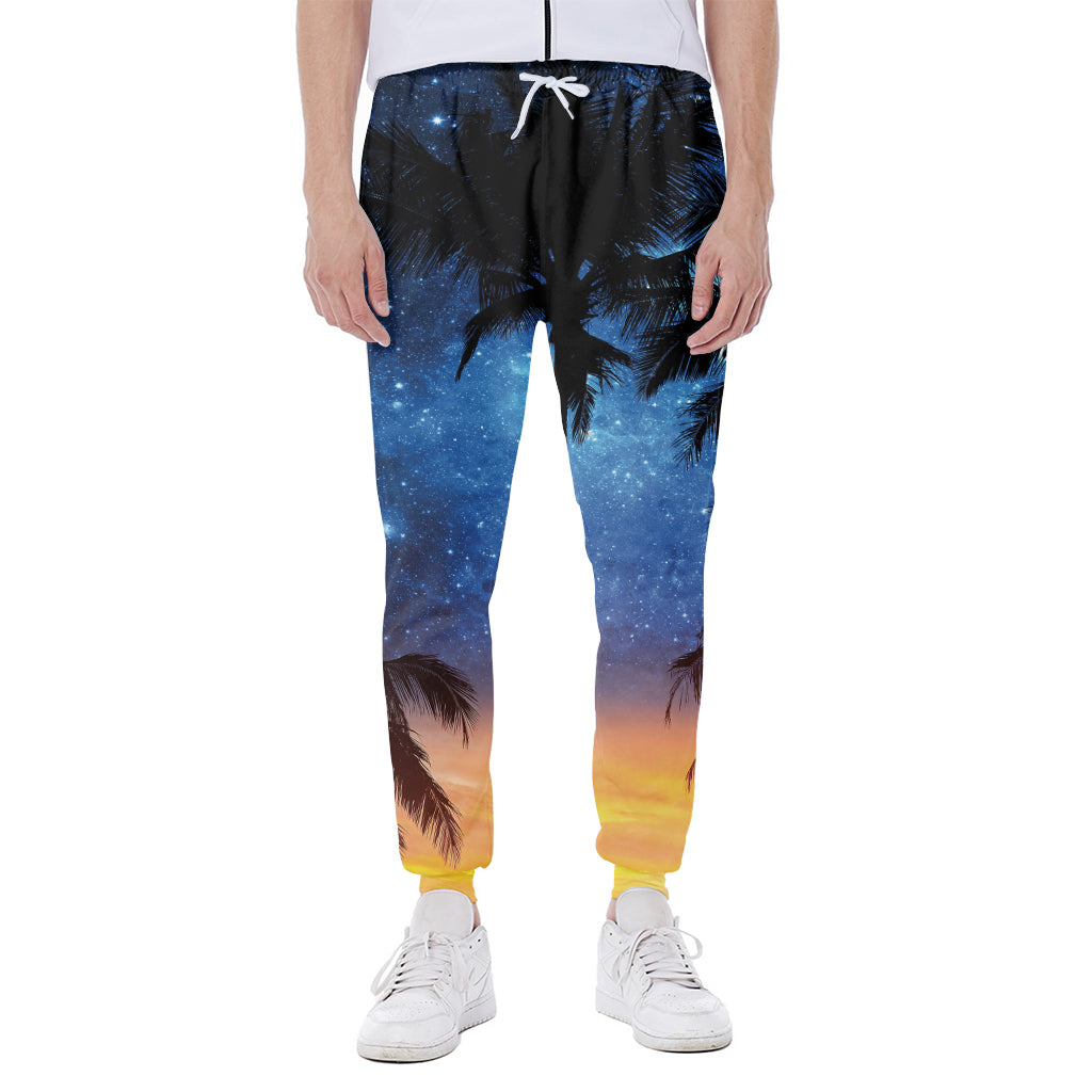Night Sunset Sky And Palm Trees Print Scuba Joggers
