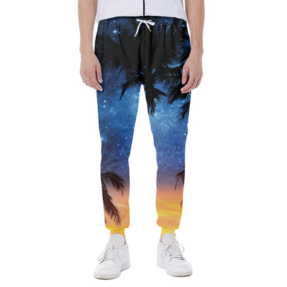 Night Sunset Sky And Palm Trees Print Scuba Joggers