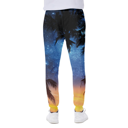 Night Sunset Sky And Palm Trees Print Scuba Joggers