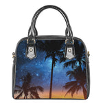 Night Sunset Sky And Palm Trees Print Shoulder Handbag