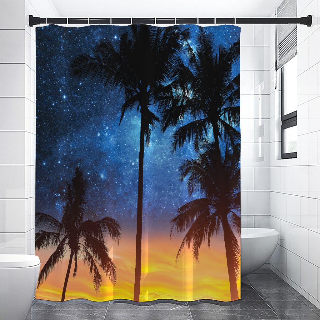 Night Sunset Sky And Palm Trees Print Shower Curtain