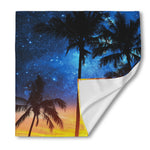 Night Sunset Sky And Palm Trees Print Silk Bandana