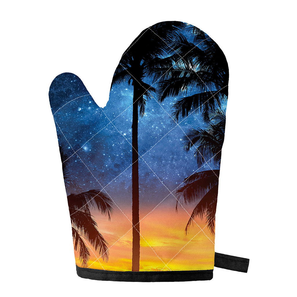 Night Sunset Sky And Palm Trees Print Single Oven Mitt