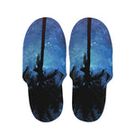 Night Sunset Sky And Palm Trees Print Slippers