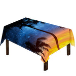 Night Sunset Sky And Palm Trees Print Tablecloth