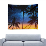 Night Sunset Sky And Palm Trees Print Tapestry