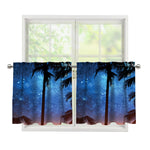 Night Sunset Sky And Palm Trees Print Tier Curtains
