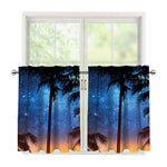 Night Sunset Sky And Palm Trees Print Tier Curtains