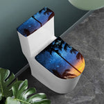 Night Sunset Sky And Palm Trees Print Toilet Lid And Tank Cover Set