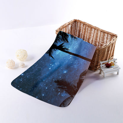 Night Sunset Sky And Palm Trees Print Towel
