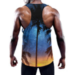 Night Sunset Sky And Palm Trees Print Training Tank Top