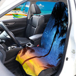 Night Sunset Sky And Palm Trees Print Waterproof Car Seat Cover
