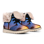 Night Sunset Sky And Palm Trees Print Winter Boots