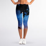 Night Sunset Sky And Palm Trees Print Women's Capri Leggings