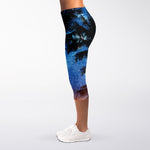 Night Sunset Sky And Palm Trees Print Women's Capri Leggings