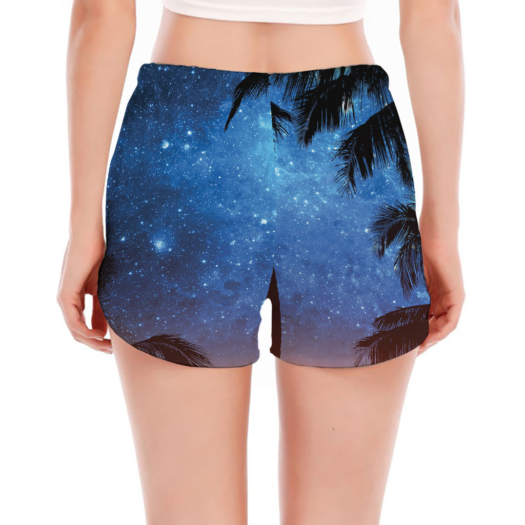 Night Sunset Sky And Palm Trees Print Women's Split Running Shorts