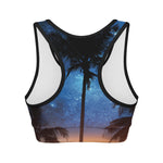 Night Sunset Sky And Palm Trees Print Women's Sports Bra