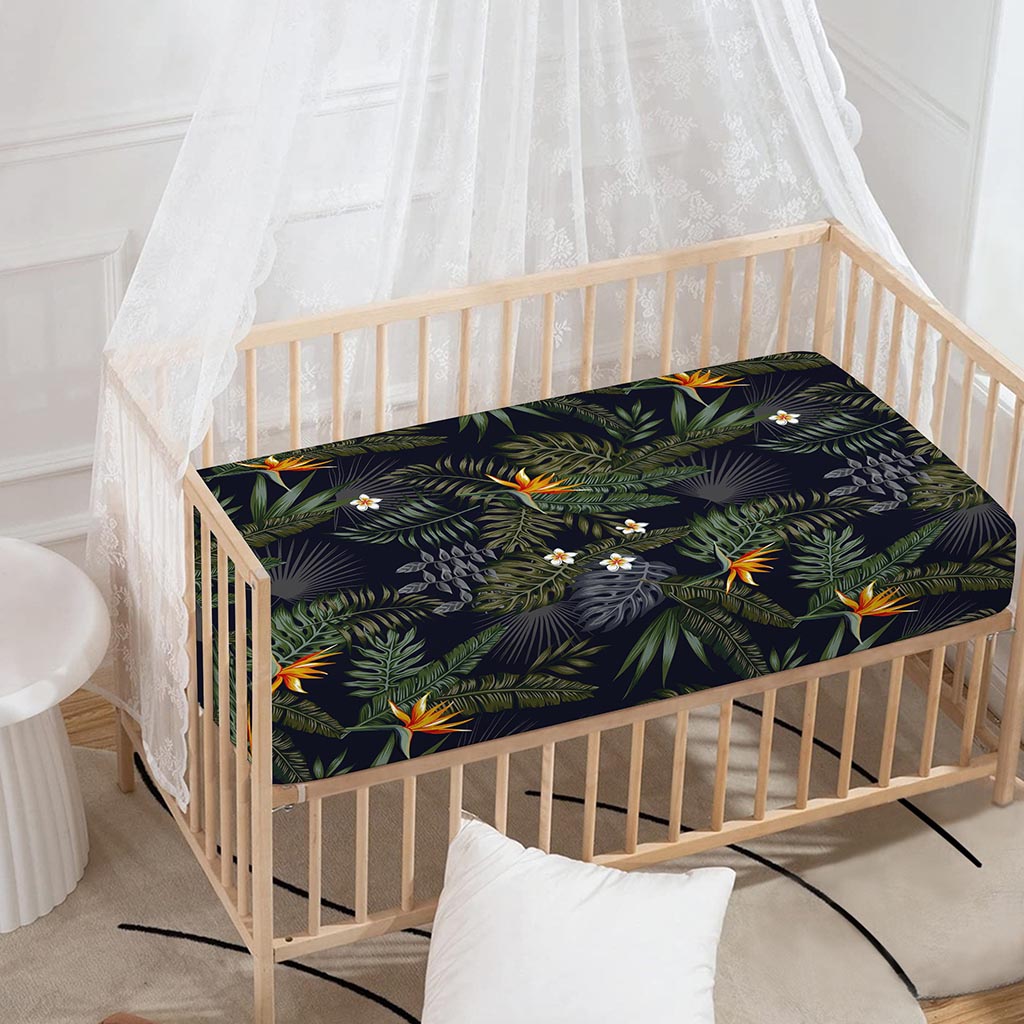 Night Tropical Hawaii Pattern Print Baby Crib Sheet
