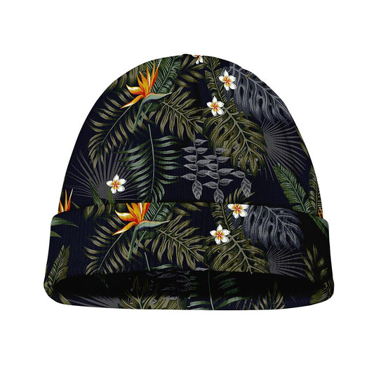 Night Tropical Hawaii Pattern Print Beanie