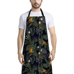Night Tropical Hawaii Pattern Print Bib Apron With Pocket