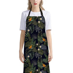 Night Tropical Hawaii Pattern Print Bib Apron With Pocket