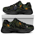 Night Tropical Hawaii Pattern Print Black Chunky Shoes