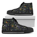 Night Tropical Hawaii Pattern Print Black High Top Sneakers