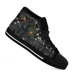 Night Tropical Hawaii Pattern Print Black High Top Sneakers