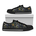 Night Tropical Hawaii Pattern Print Black Low Top Sneakers