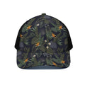 Night Tropical Hawaii Pattern Print Black Mesh Trucker Hat