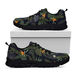Night Tropical Hawaii Pattern Print Black Running Shoes