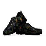 Night Tropical Hawaii Pattern Print Black Running Shoes