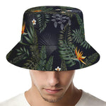 Night Tropical Hawaii Pattern Print Bucket Hat