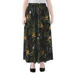 Night Tropical Hawaii Pattern Print Chiffon Maxi Skirt