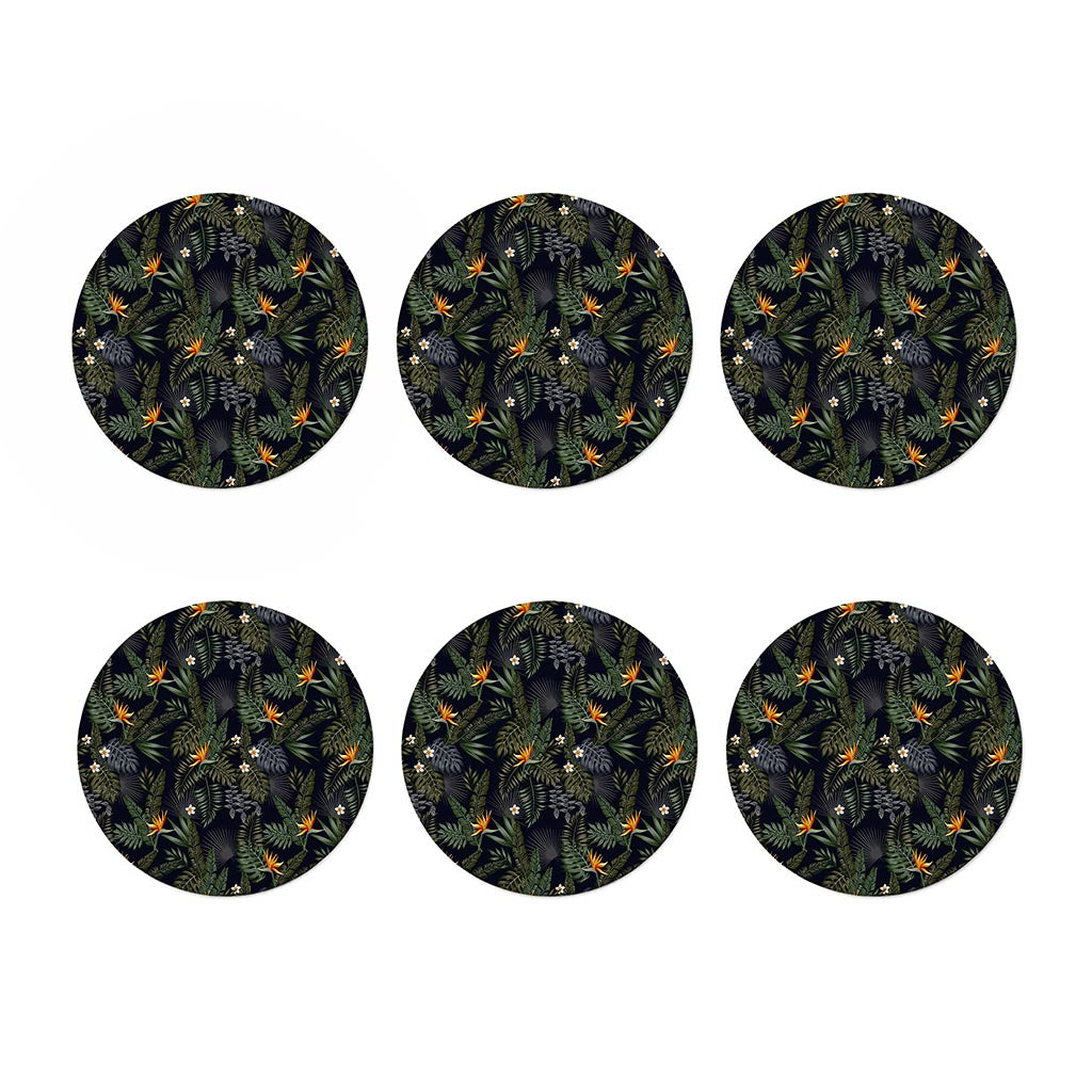 Night Tropical Hawaii Pattern Print Coaster Set