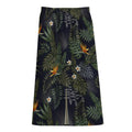 Night Tropical Hawaii Pattern Print Cotton Front Slit Maxi Skirt