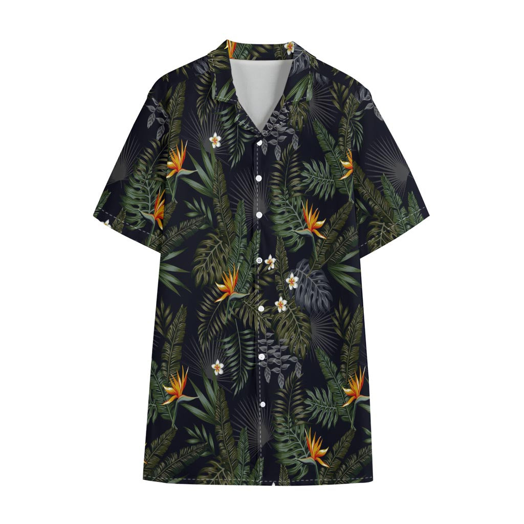 Night Tropical Hawaii Pattern Print Cotton Hawaiian Shirt