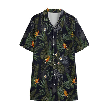 Night Tropical Hawaii Pattern Print Cotton Hawaiian Shirt