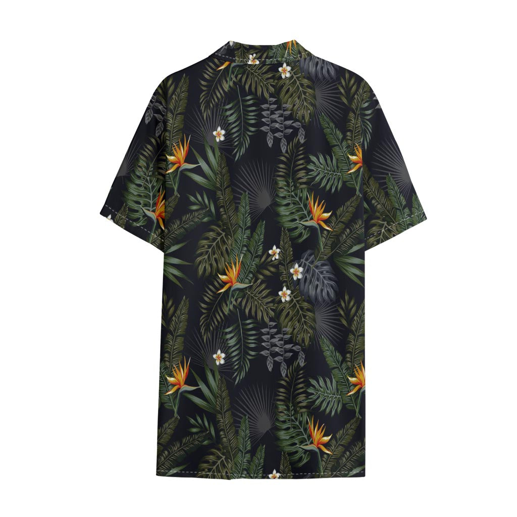 Night Tropical Hawaii Pattern Print Cotton Hawaiian Shirt