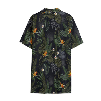 Night Tropical Hawaii Pattern Print Cotton Hawaiian Shirt